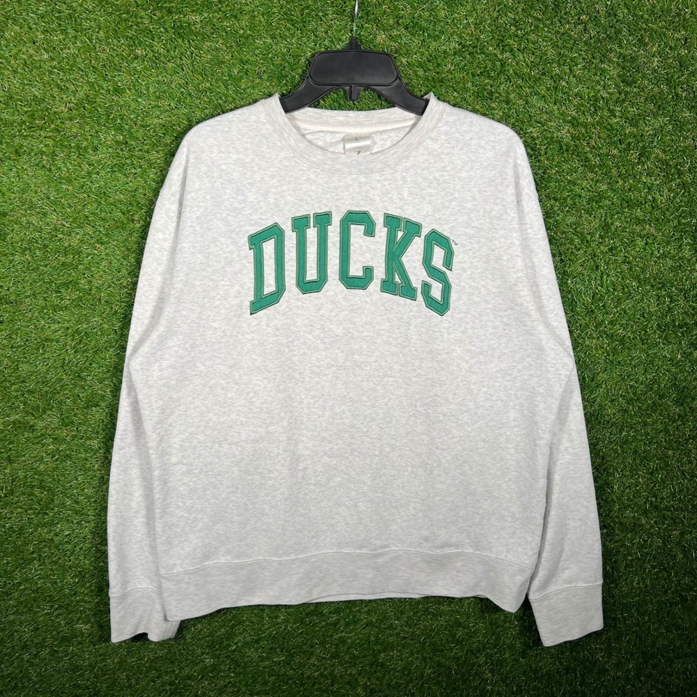 ZooZatz Oregon Ducks NCAA Sweatshirt Mens Large Heather Grey Green Crewneck 3038